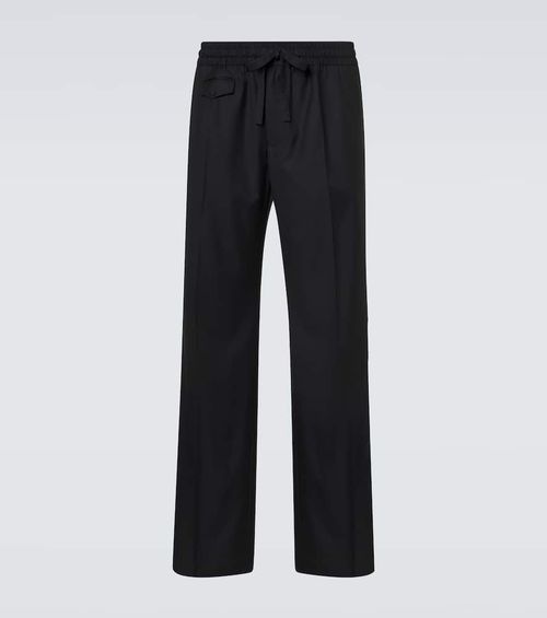 Virgin wool twill wide-leg pants