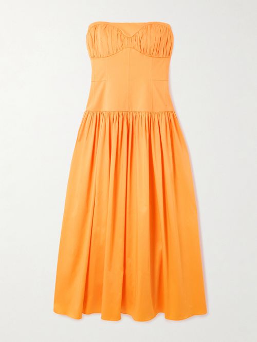 Lauryn Organic Cotton-poplin Midi Dress - Orange