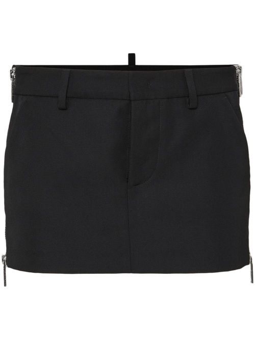 Side-zip mini skirt - Black
