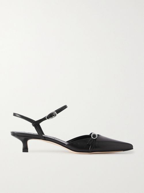 Melia Leather Point-toe Pumps - Black