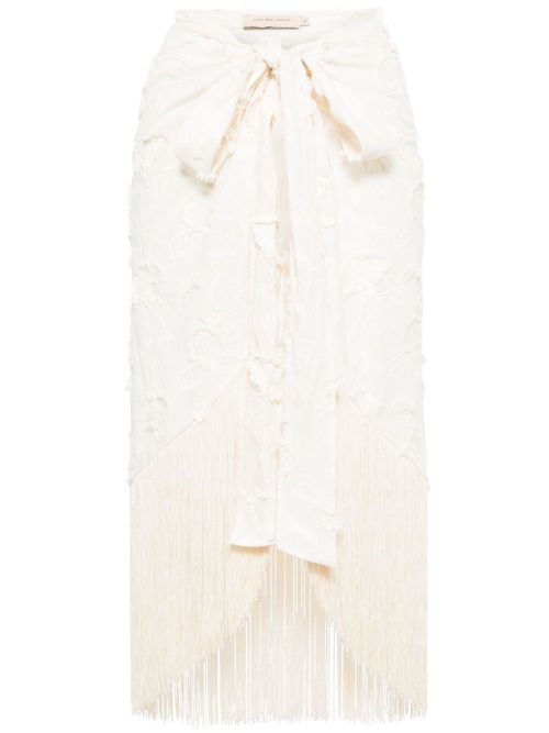 Vera fringed wrap skirt - Neutrals