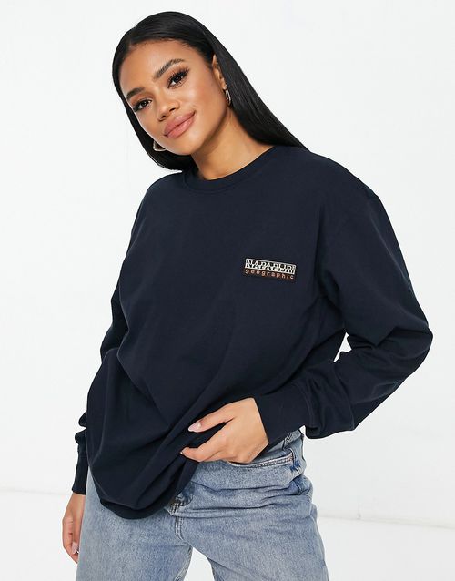 Patch long sleeve t-shirt in blue