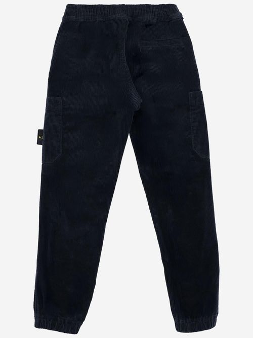 Corduroy with Logo Patch Cargo Pants — Navy