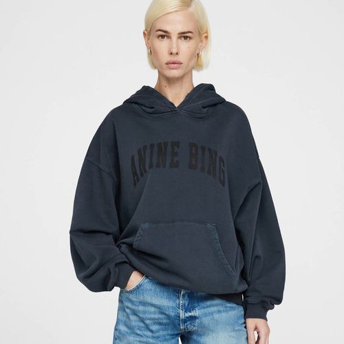 Anine Bing Harvey Logo-Print Cotton-Jersey Hoodie - XS