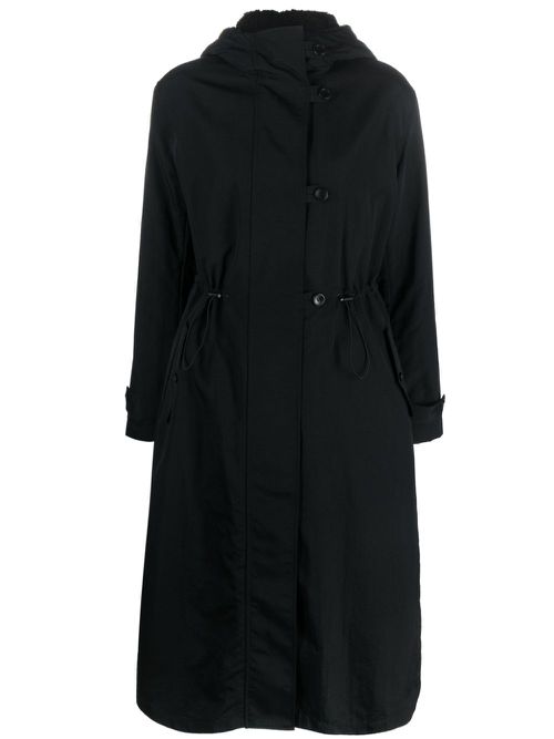 Hooded single-breasted coat - Black