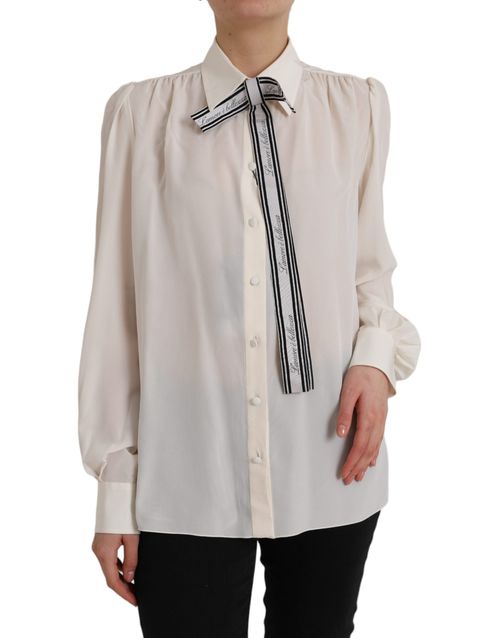Silk Button-Front Blouse — White