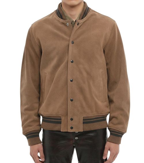 Brown Band Collar Jacket