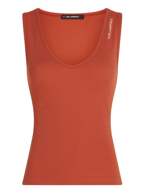 Karl Lagerfeld ribbed v-neck tank top - Orange