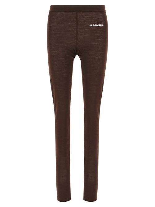 Logo-Print Wool-Blend Leggings — Brown