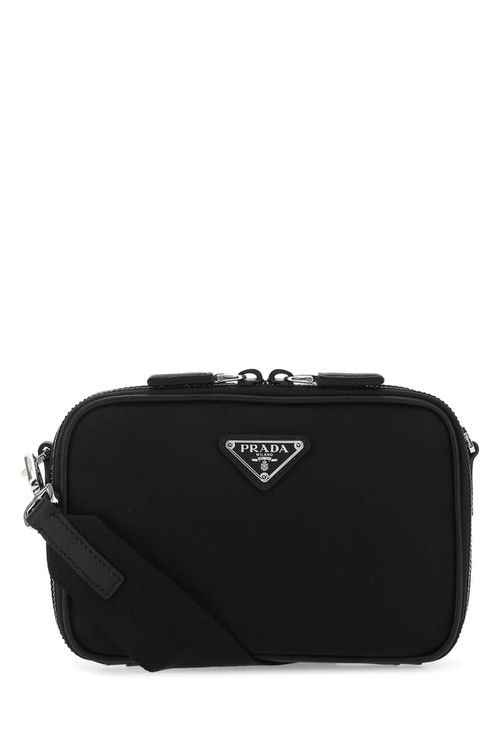 Prada - Black leather and nylon crossbody bag