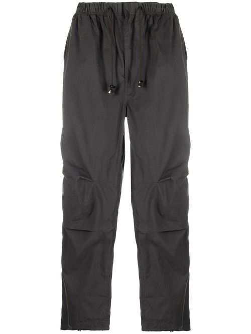 Cotton-blend wide-leg trousers - Black
