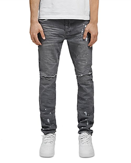 Gray Knee Slit Skinny Jeans