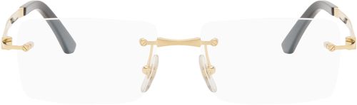 Gold 'Santos de ' Rectangular Titanium Glasses