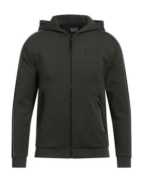 Ea7 Man Sweatshirt Military green Size XXL Cotton, Polyester, Elastane