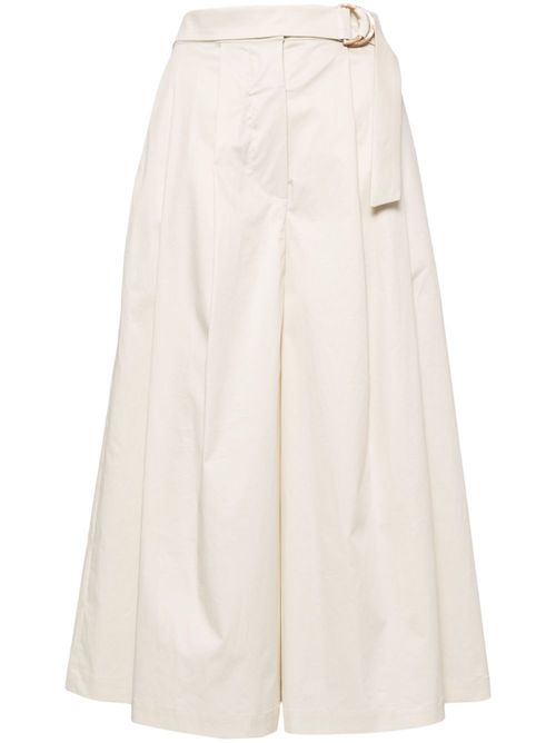 Cropped wide-leg trousers - Neutrals