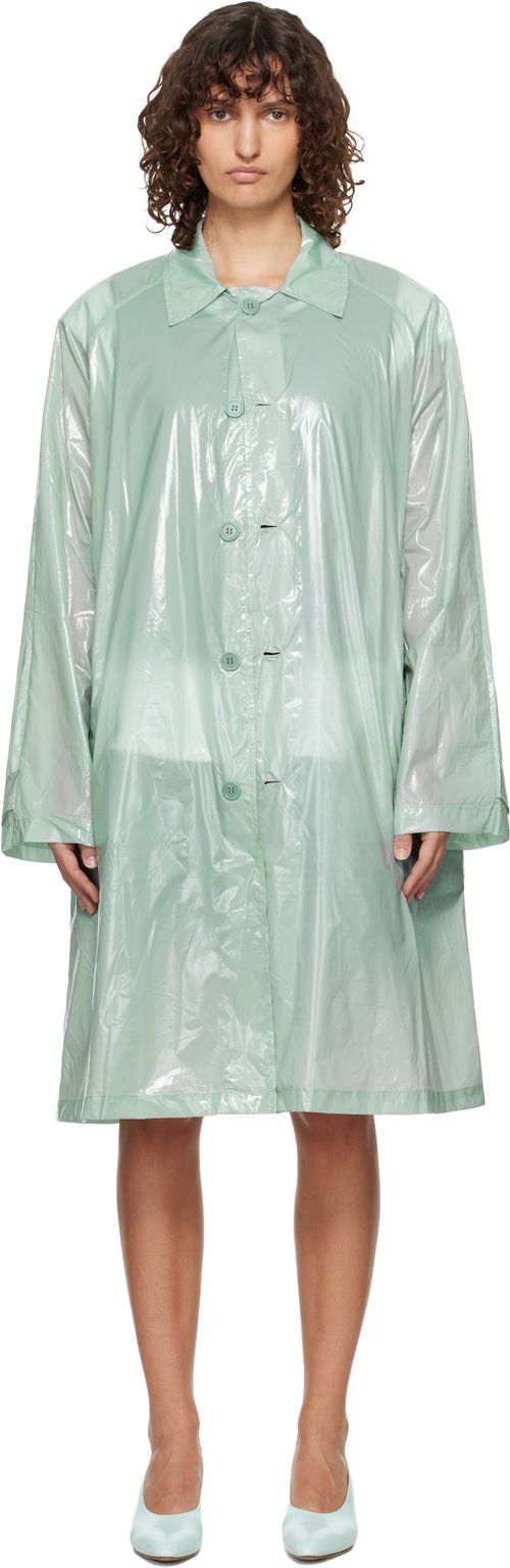 Green Gloss Trench Coat