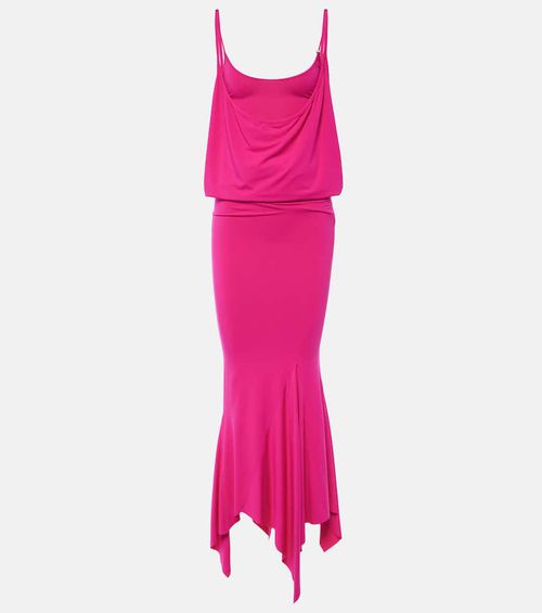 Asymmetric jersey midi dress