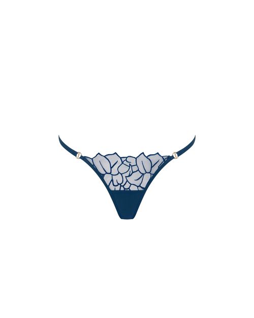 Bluebella Laurel Sheer Floral Thong Navy