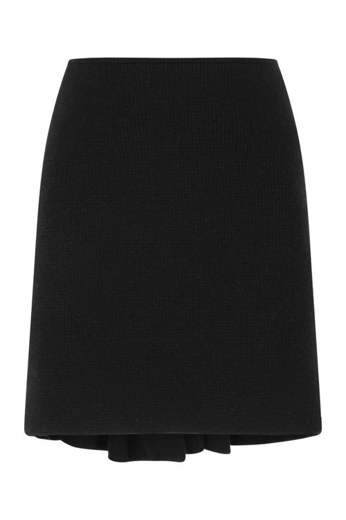 Wool-Blend A-Line Skirt — Black