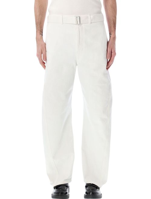 TWISTED BELTED PANTS in DENIM - Bleached Heavy Denim - Unisex