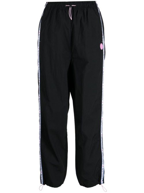 Stripe-detail drawstring track pants - Black