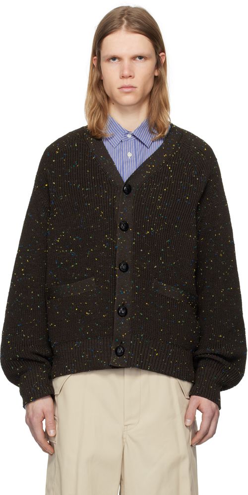 Sacai Brown Nep Yarn Knit Cardigan