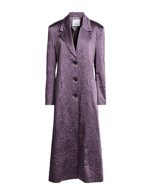 Woman Overcoat & Trench Coat Purple Size 10 Cotton, Acetate