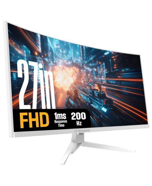 "27"" Curved Full Hd White Gaming Monitor, 200Hz, Amd FreeSync, Low Motion Blur, 1500R, 1080p, Dp & 2x Hdmi, Built-in Speakers - White"