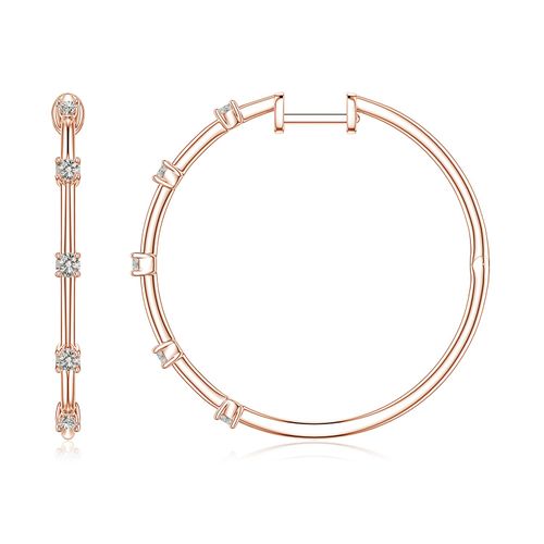 Angara 0.35 CTW Round Diamond Five-Stone Station Hoop Earrings in 14K Rose Gold