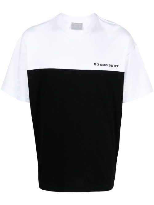 Number-print two-tone T-shirt - Black