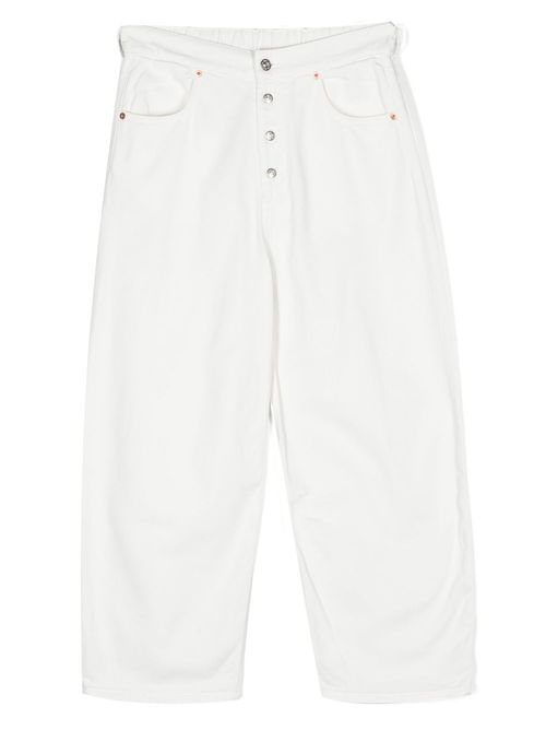 Exposed-buttons straight leg jeans - White