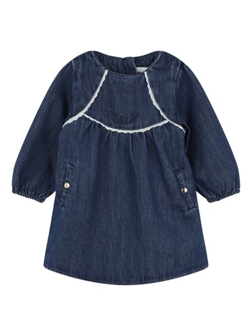 Long-sleeve cotton dress set - Blue
