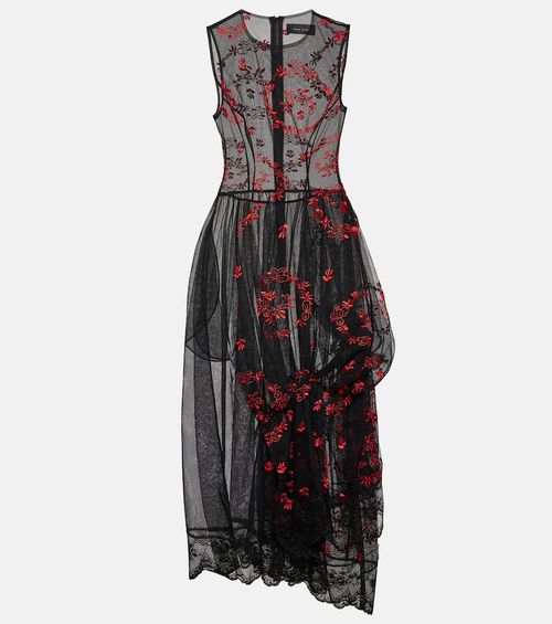 Embroidered lace midi dress