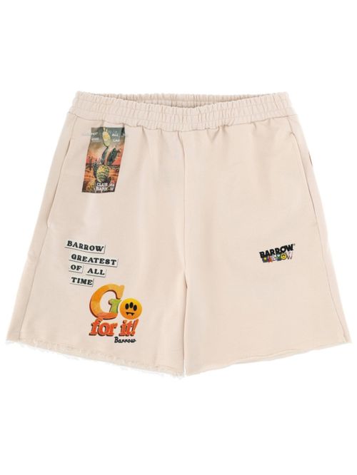 Beige Graphic Shorts