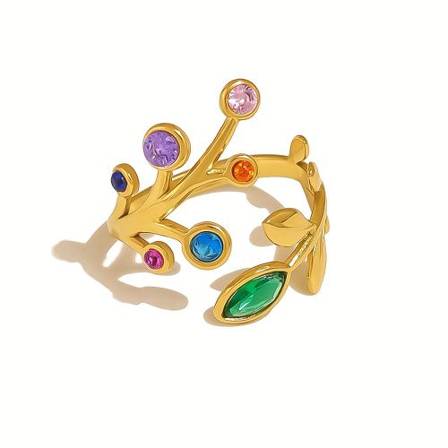 TEMU Bague Bohème Française Vintage avec Design de en Strass - Ouverture Ajustable, Accessoire pour Mariage/Diplôme/Année Junior, Ligne Spéciale