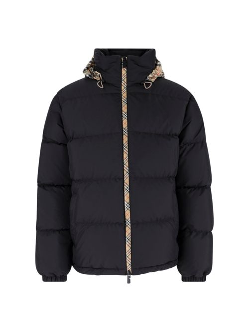 Men's Down Jacket with Check Finishes
