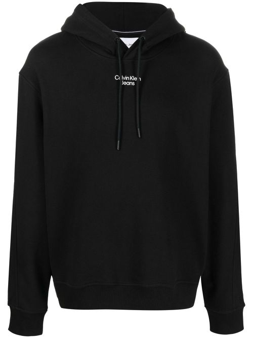 Logo-print drawstring hoodie - Black