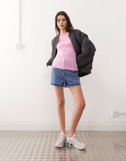 Reclaimed Vintage denim mom shorts in denim blue wash