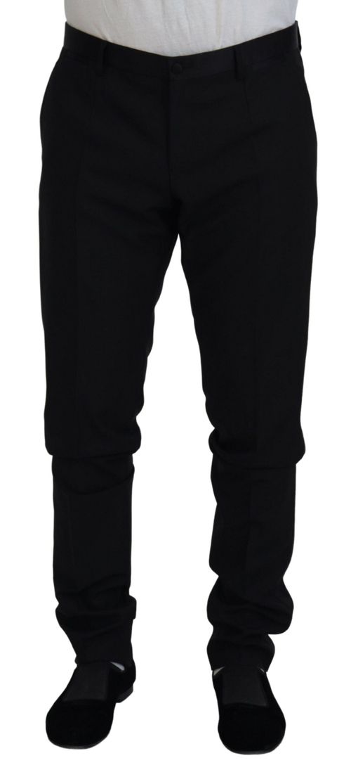 Virgin Wool Blend Trousers — Black