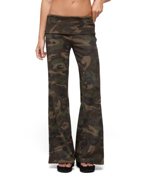 Women's Lumielle Camo Wide Leg Foldover Pants - Olive
