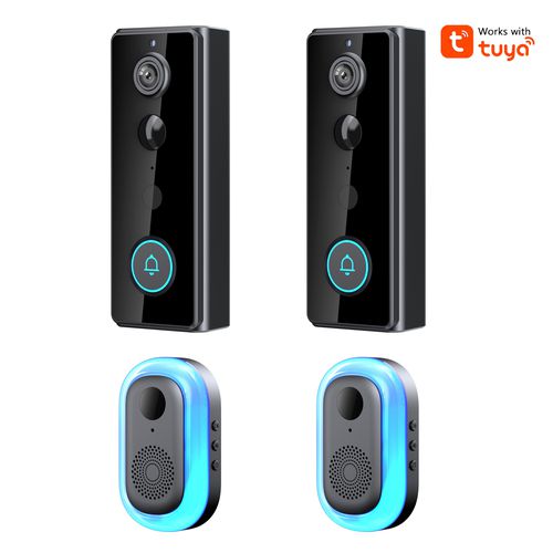 TEMU 2pcs Smart Video Doorbell Camera System With Ai Face Recognition, Motion Detection, 1080p Hd Video, 4000mah Battery, 24/7 Recording, Audio