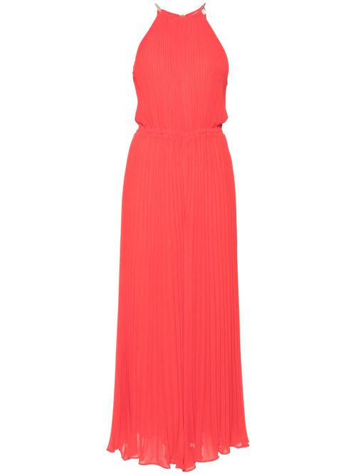 Pleat-detail wide-leg jumpsuit - Red