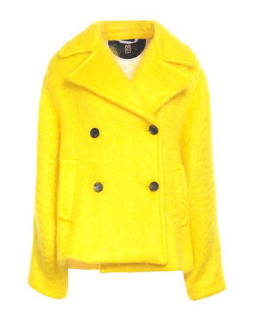 Woman Coat Yellow Size 2 Mohair wool, Wool, Polyamide