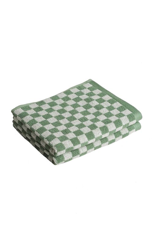 BAINA Josephine Hand Towel Set in Sage & Chalk - Green.  a