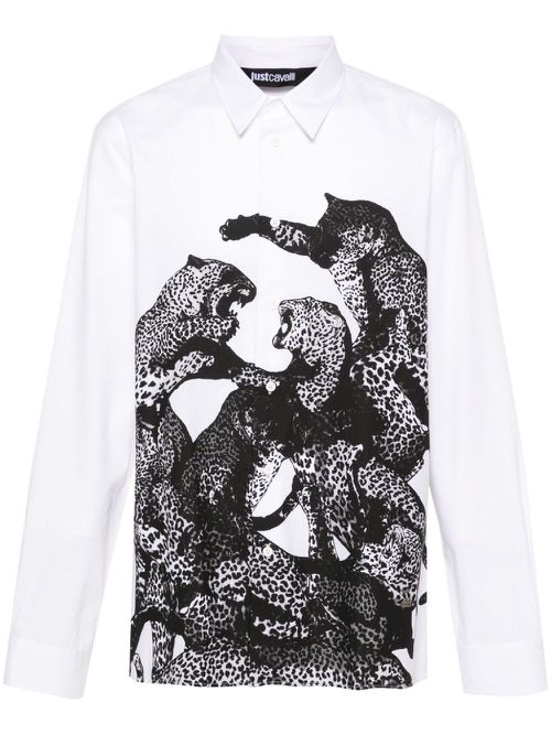 Motif-print cotton shirt - White