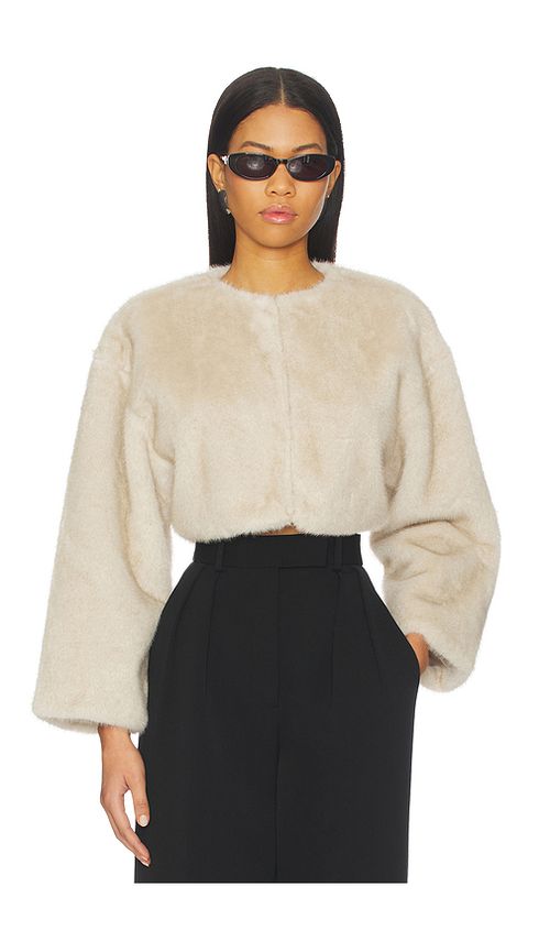 LAMARQUE Rowdie Faux Fur Jacket in Cream. XS. Also in L, M