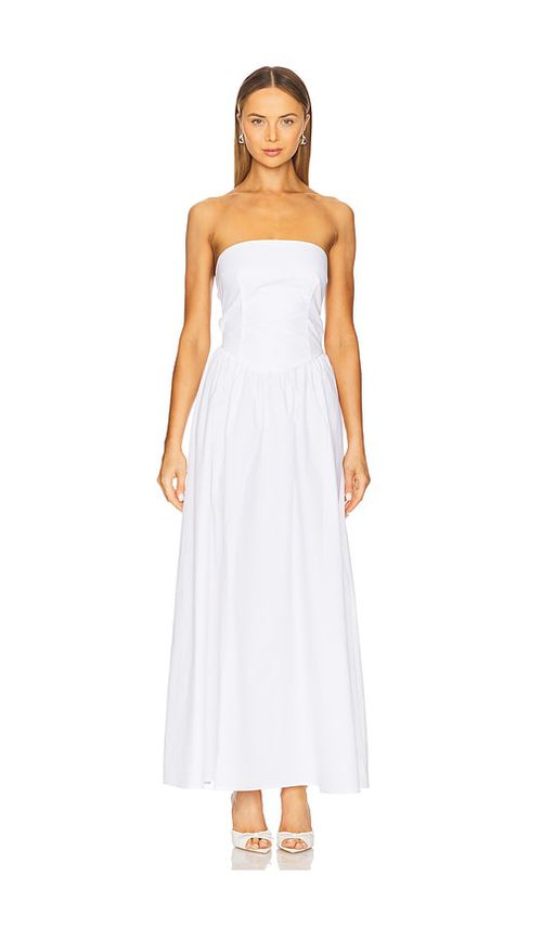 Susana Monaco Poplin Drop Waist Maxi Dress in White. - L also in