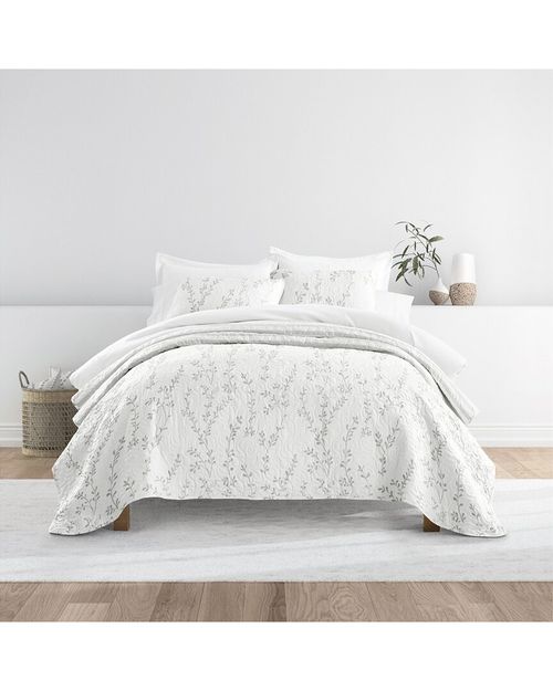 All Season Sprouting Vines Stripe Reversible Quilt Set