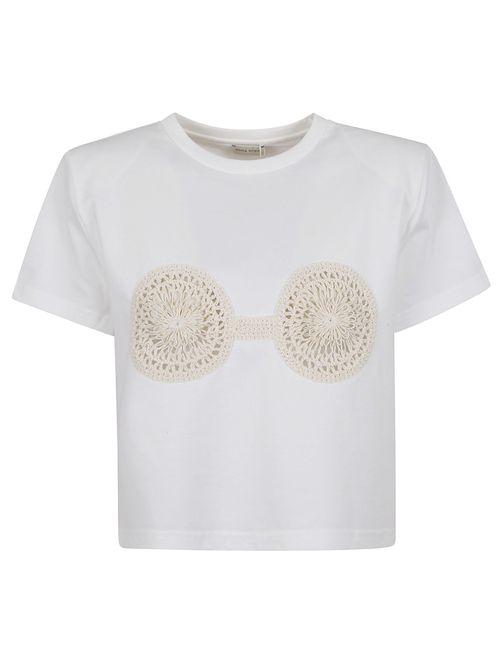 Pattern Embroidery Cropped T-shirt