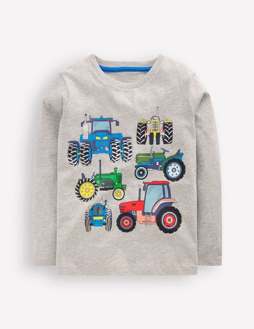 Boys Long Sleeve Printed T-shirt in Grey | Size 2-3 Years